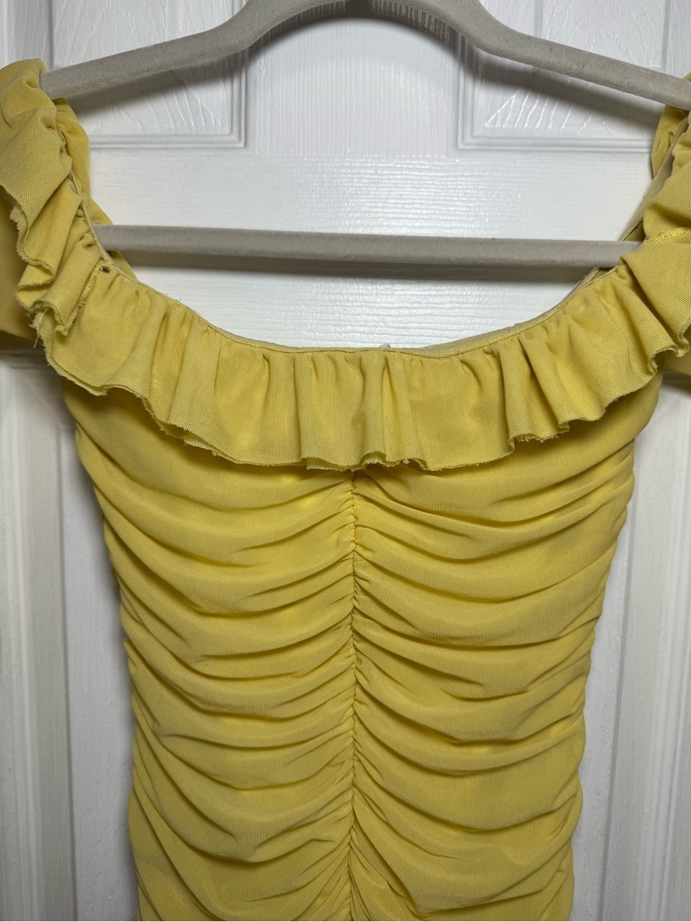 Majorelle Gentille Lemon Yellow off-the-shoulder Ruched Mini Dress Women’s XS - Picture 3 of 16